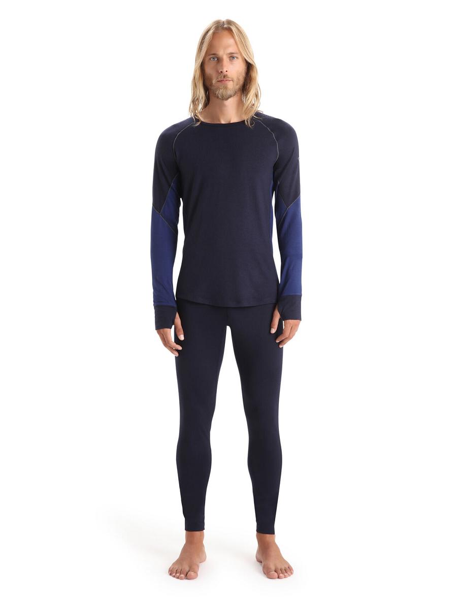 Midnight Navy / Royal Navy Men's Icebreaker BodyfitZone™ Merino 260 Zone Long Sleeve Crewe Thermal Top Base Layers | USA 1381DFMN